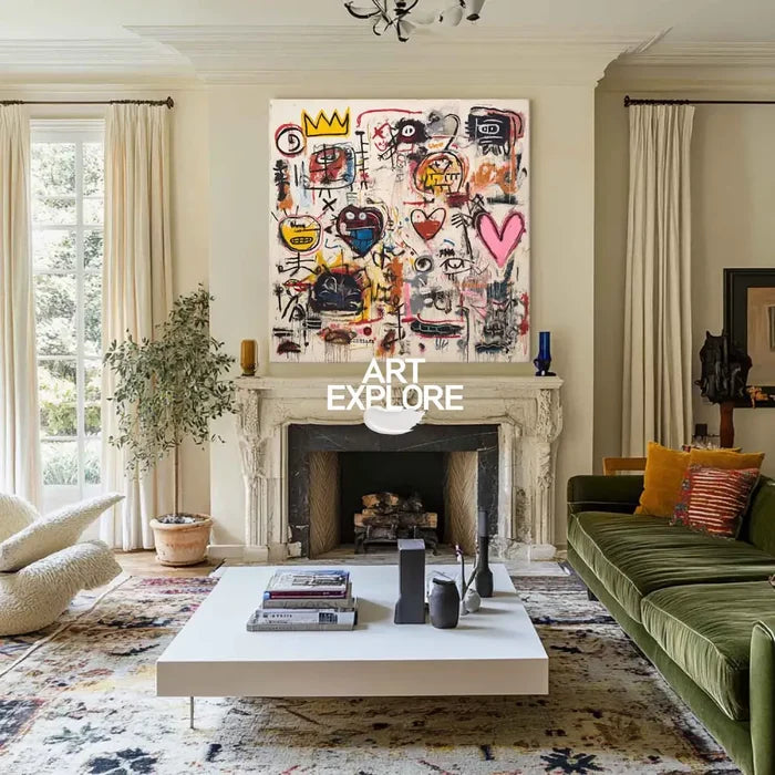 Handmade Graffiti Pop Art – Large Square Canvas for Living Room, Hallway & Bedroom Decor | ArtExplore