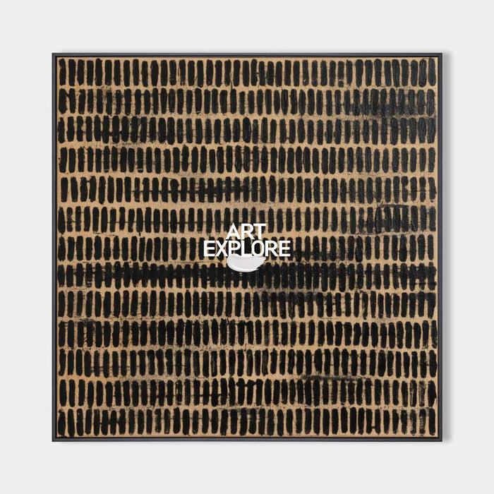 Minimalist Abstract Square Painting With Black Strokes For Modern Home Decor