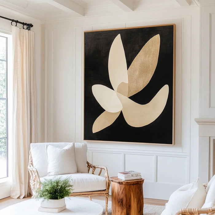 Wabi-sabi Black And Beige Painting Black Matisse Wall Art Black Beige Minimalist Livingroom Wall Art