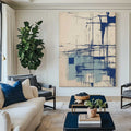 Modern Blue Beige Painting Blue Canvas Art Wabi Sabi Blue Beige Wall Art Large Fine Wall Art