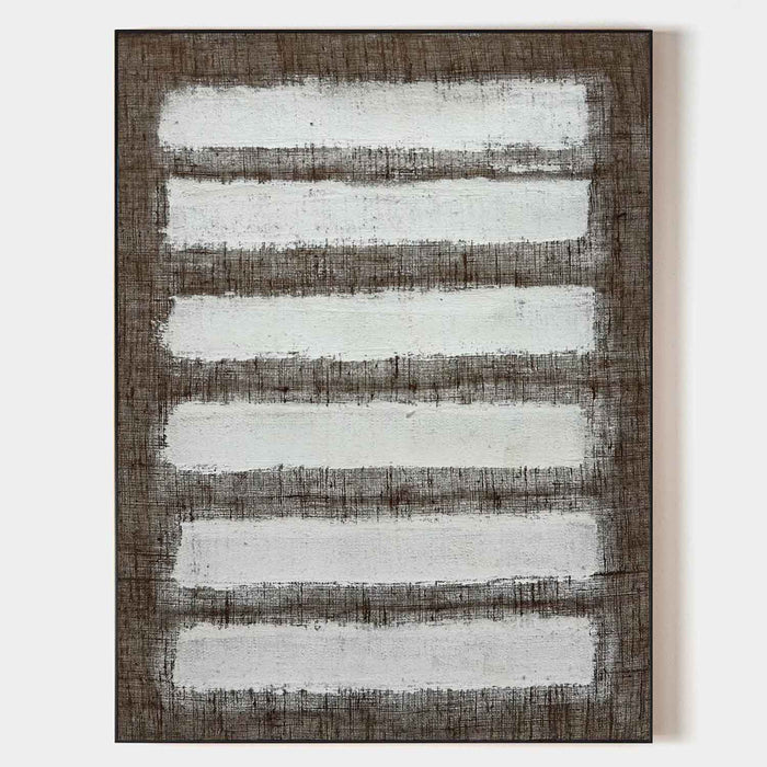 Wabi-sabi Brown White Canvas Art Large Minimalist Painting Brown White Textured Acrylic Painting