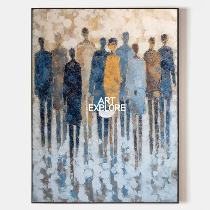 Large Blue & Beige Modern Boho Abstract Art – Rich Texture Canvas for Living Room, Lounge or Dining Wall Decor