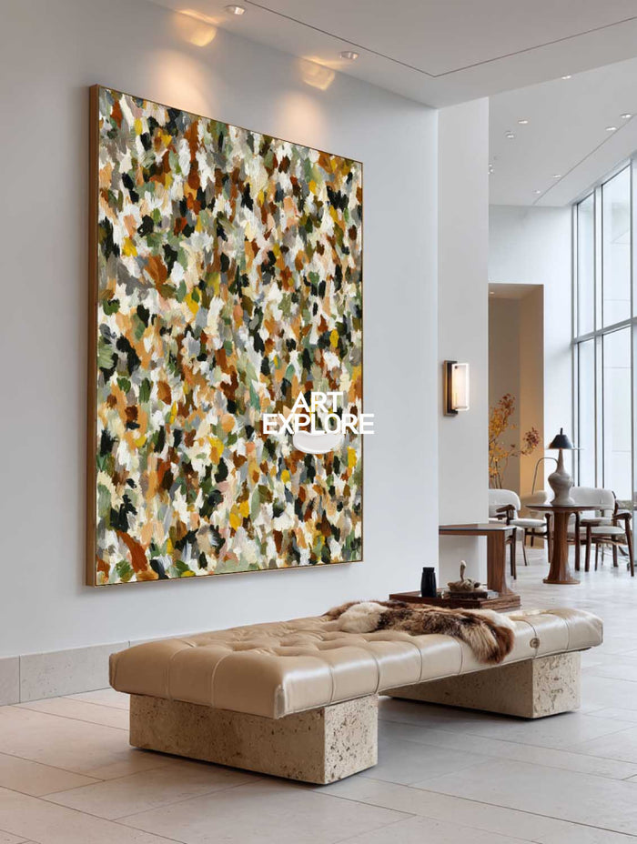 Contemporary Textured Abstract Painting Large Ready to Hang Earthy Art