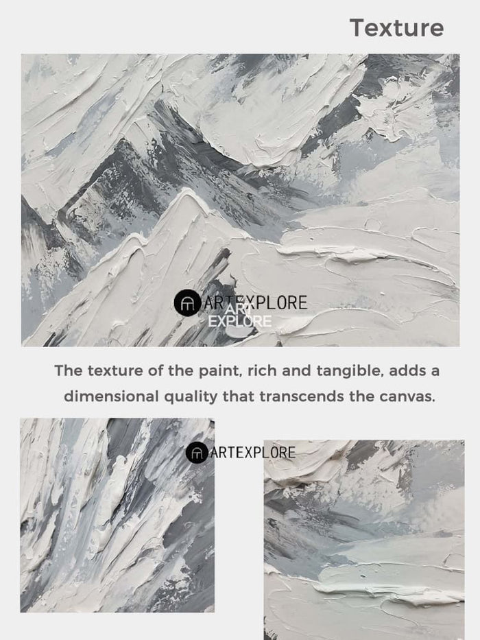 Large Snow Mountain Plaster Painting Mountain Art Blue White Snow Mountain Canvas Painting