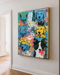 Colorful Dog Portrait Pop Art Painting For Modern Living Room Wall Decor