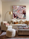 Modern Pink Abstract Painting With Textured Brushstrokes For Contemporary Home Decor
