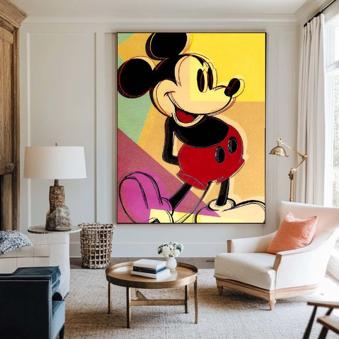 Large Pop Art Painting The art of Mickey Mouse, Andy Warhol, Fine Pop Wall Art For Sale