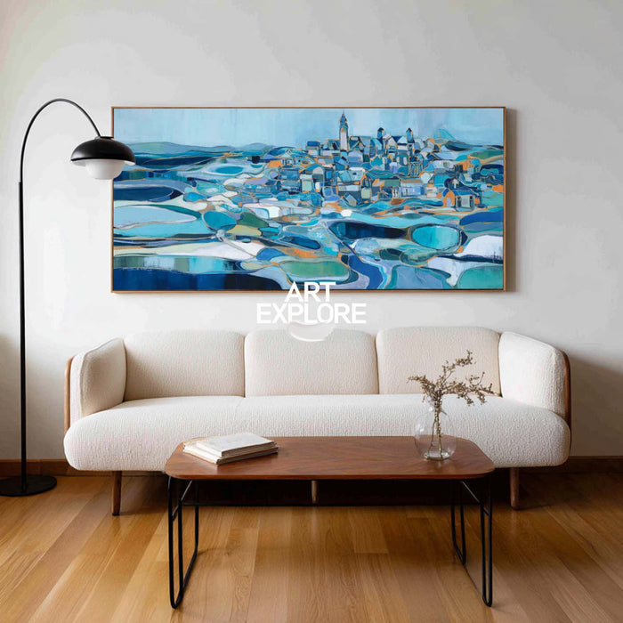 Original Coastal Seascape Painting With Impressionist Style For Modern Living Room Decor