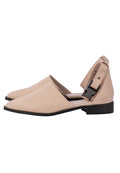 Modern Strap Cutout Flats – Beige