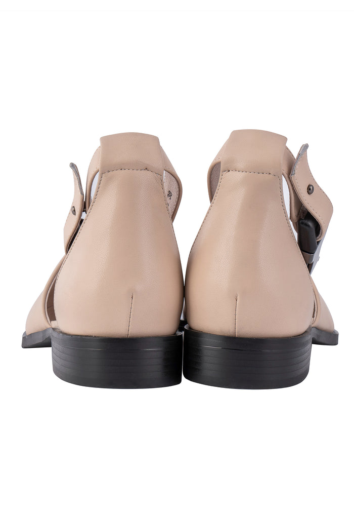 Modern Strap Cutout Flats – Beige
