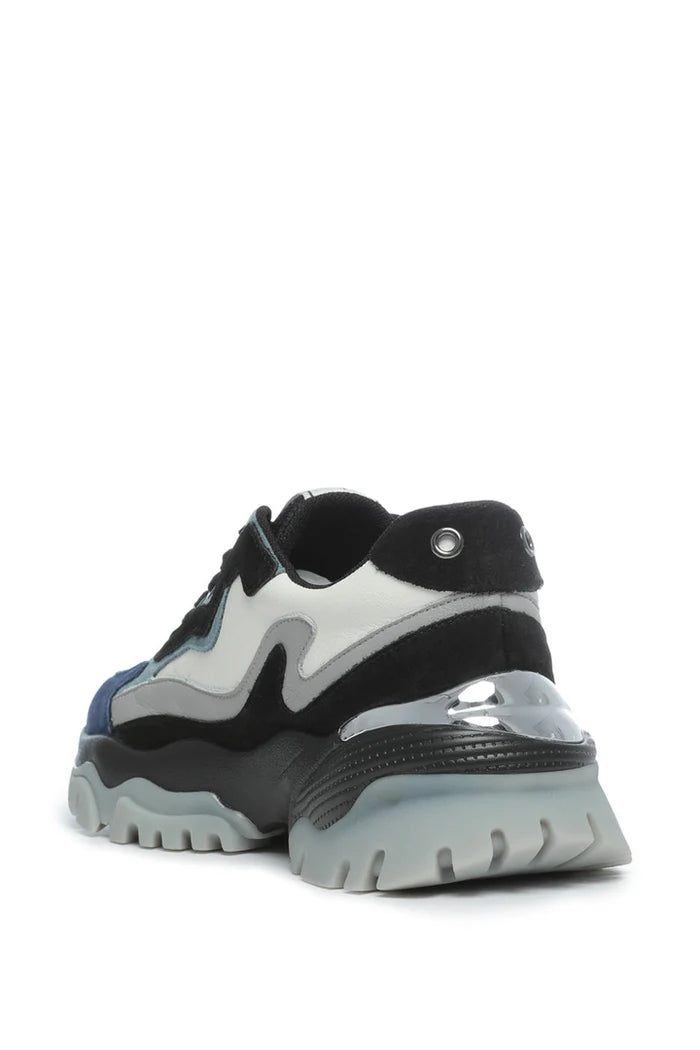 A trendy pair of multi-panel chunky sneakers, the perfect statement fashion footwear.