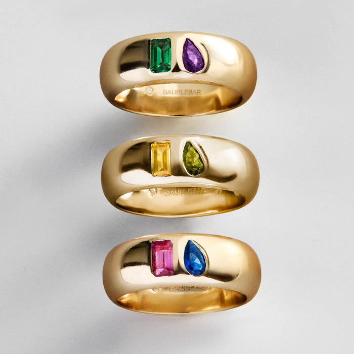 Multi-Stone Puffy Custom Birthstone Ring - Gold