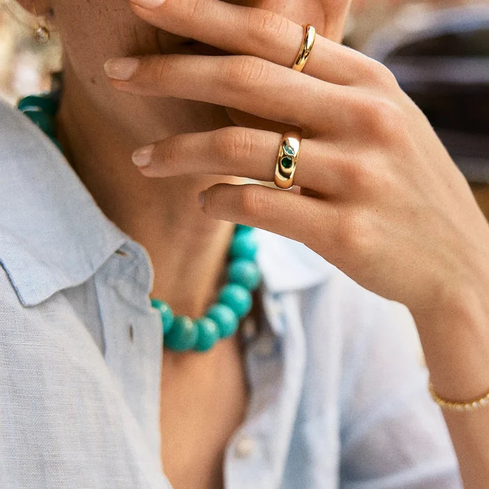 Multi-Stone Puffy Custom Birthstone Ring - Silver