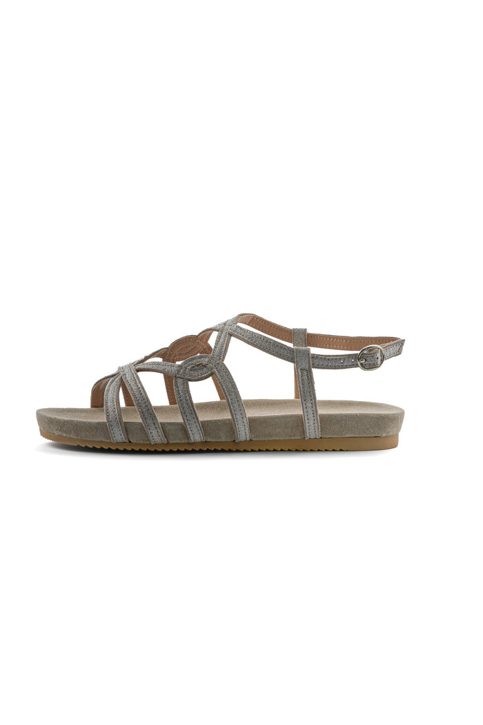 Multi-Strap Leather Flat Sandals – Silver