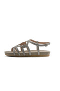 Multi-Strap Leather Flat Sandals – Silver