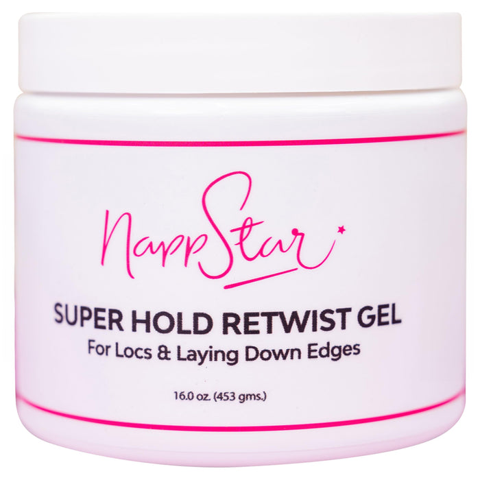 NappStar Super Hold Retwist Gel Strong Hold for Locs and Edges Non-Flaking 16 Fl Oz