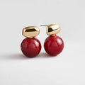 Nat Stud Earrings - Red Jasper
