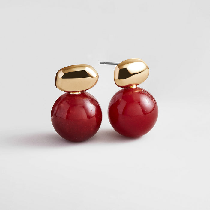 Nat Stud Earrings - Red Jasper