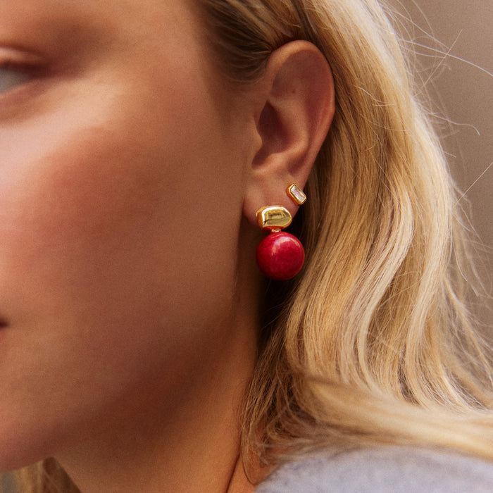 Nat Stud Earrings - Red Jasper