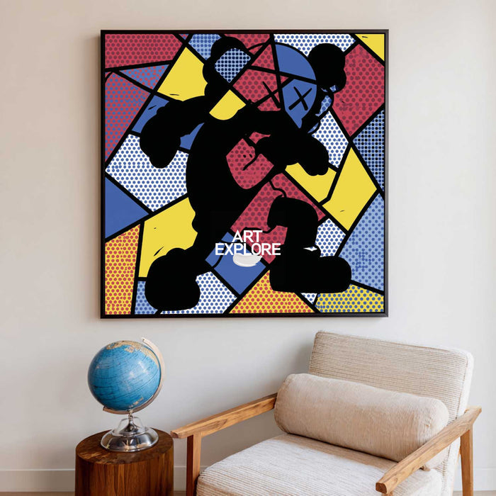 Original Retro Pop Art Painting With Vibrant Multicolor And Dots For Living Rooms