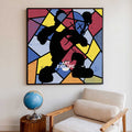 Original Retro Pop Art Painting With Vibrant Multicolor And Dots For Living Rooms