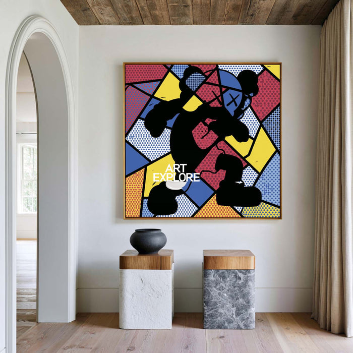 Original Retro Pop Art Painting With Vibrant Multicolor And Dots For Living Rooms