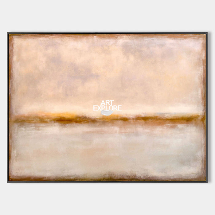 Minimalist Neutral Brown Seascape Art For Modern Living Room Decor