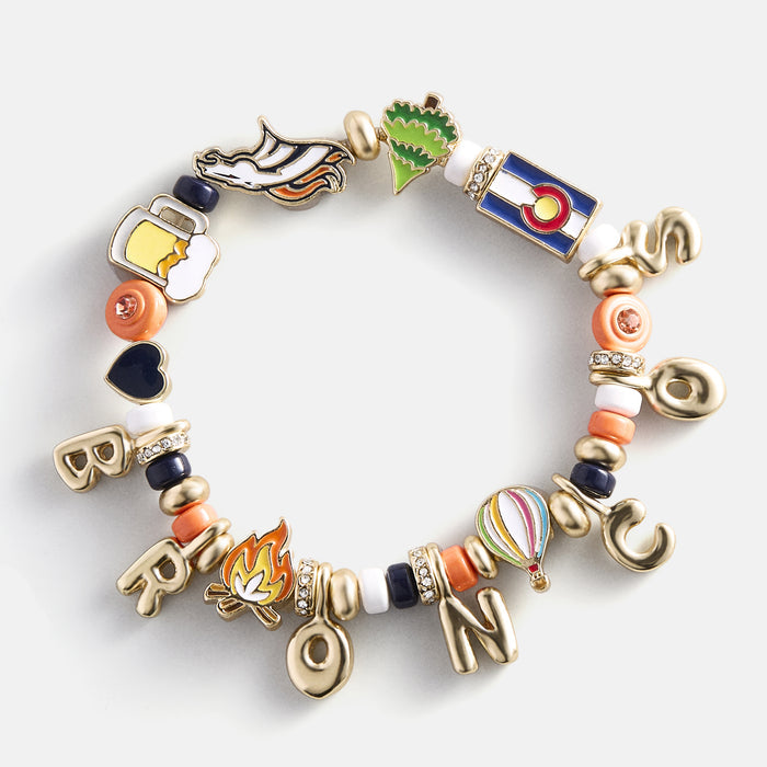 NFL Beaded Charm Bracelet - Denver Broncos