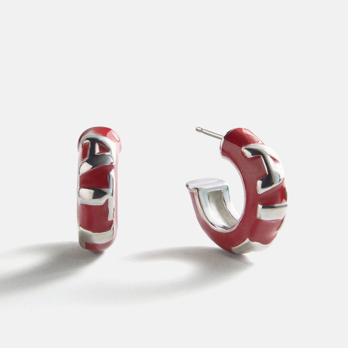 NFL Enamel Hoop Earrings - Atlanta Falcons