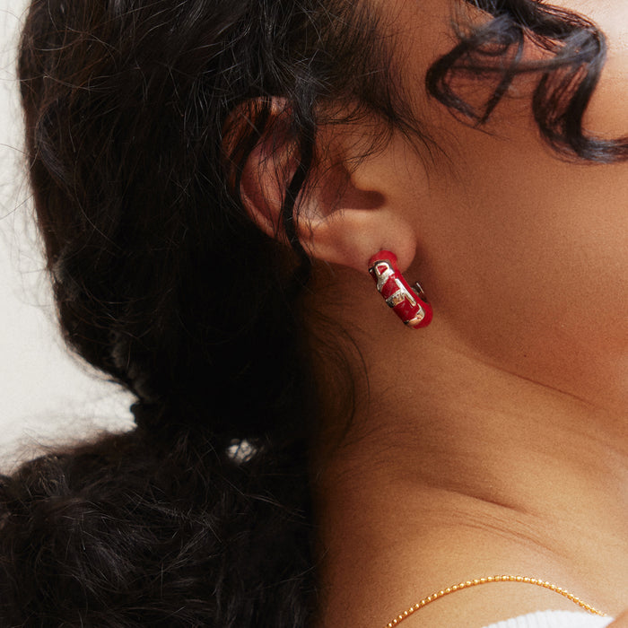 NFL Enamel Hoop Earrings - Atlanta Falcons