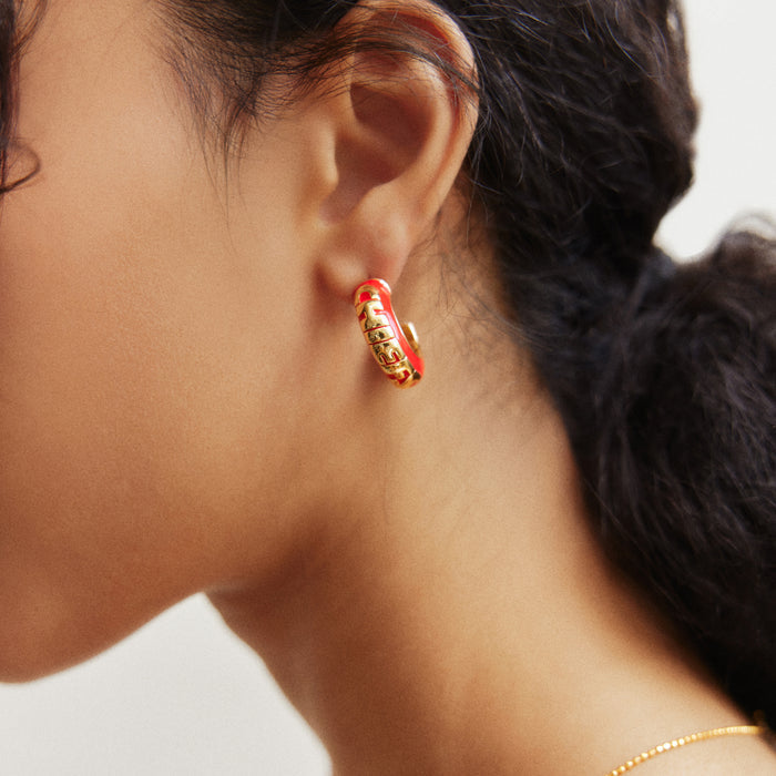 NFL Enamel Hoop Earrings - Kansas City Chiefs