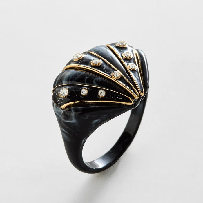 Nikki Shell Statement Ring - Black