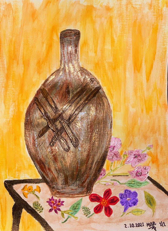 Original Acrylic Painting on Paper Artwork "Florero" or “Vase"