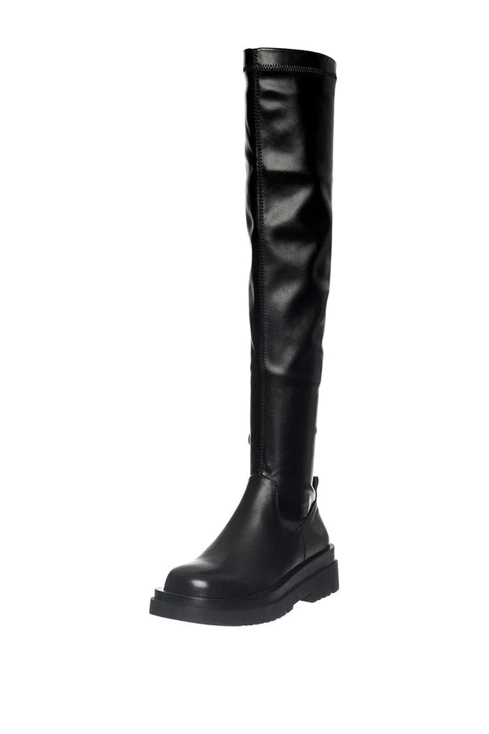 A stylish pair of over-the-knee chunky boots for women, the perfect addition to your fall/winter footwear collection.