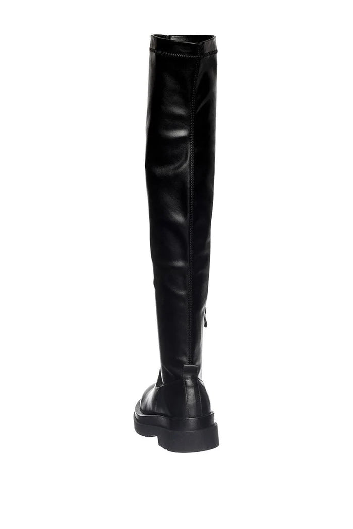 A trendy pair of over-the-knee chunky boots for women, perfect for fall/winter fashion.
