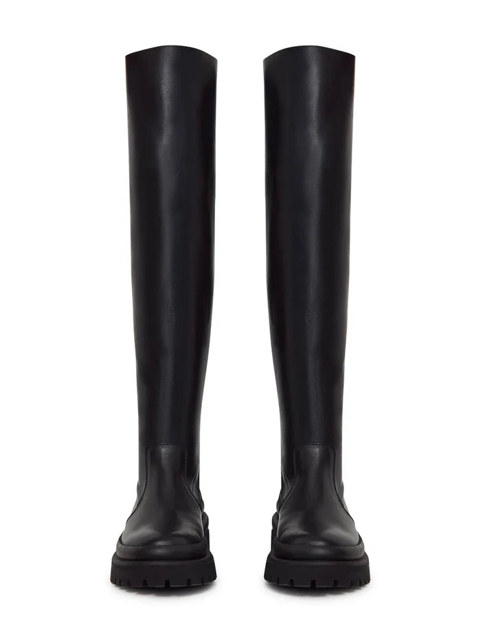 Over-The-Knee Leather Platform Boots
