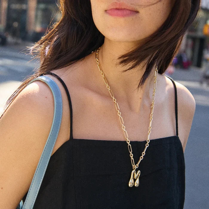 Oversized Bubble Custom Initial Necklace - Oversized Bubble Initial
