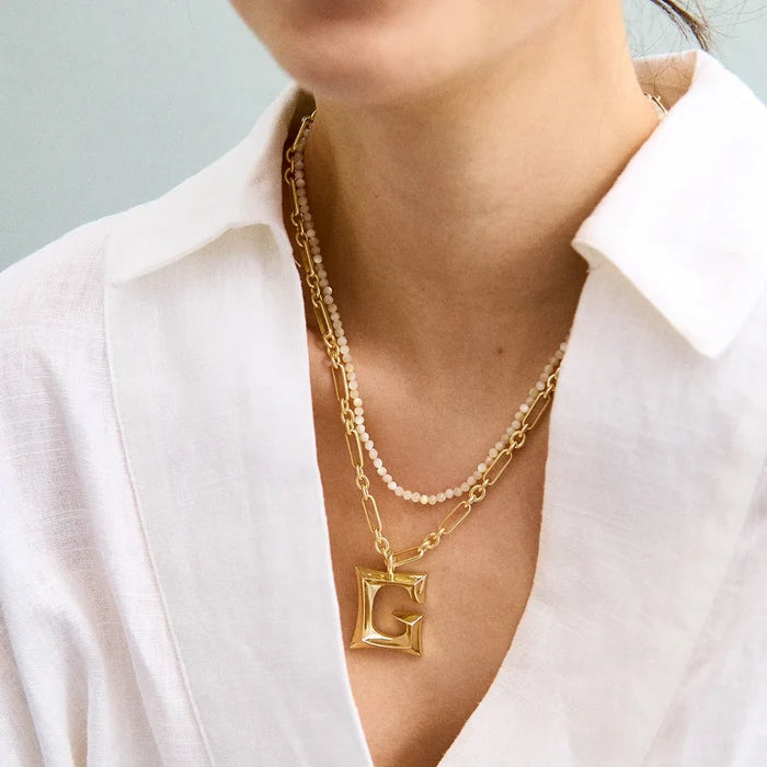 Oversized Gothic Custom Initial Necklace - Oversized Gothic Initial