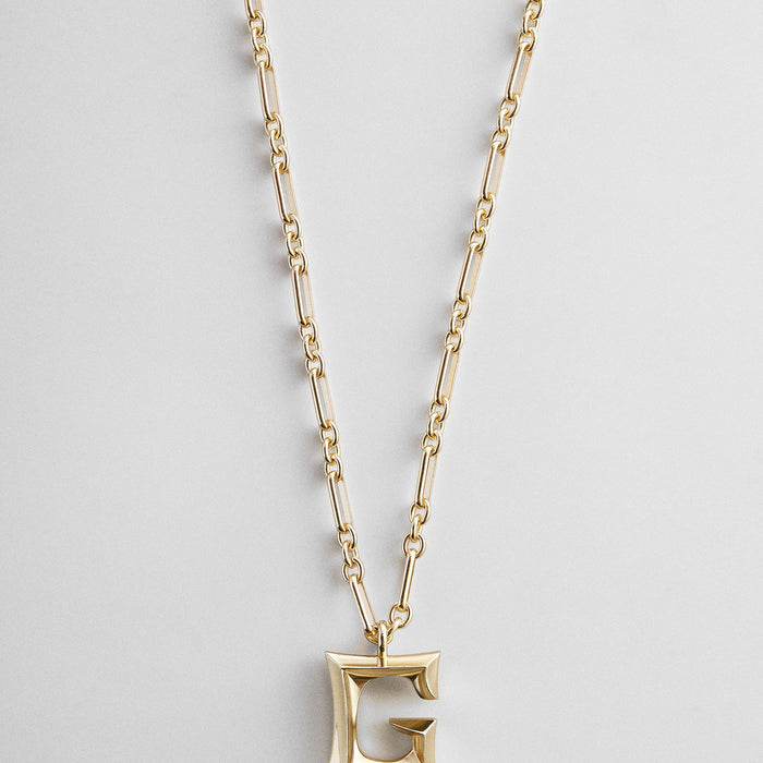 Oversized Gothic Custom Initial Necklace - Oversized Gothic Initial