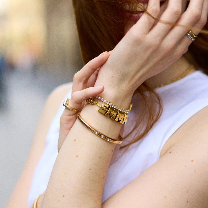 Oversized Waterproof Custom Name Bracelet - Gold