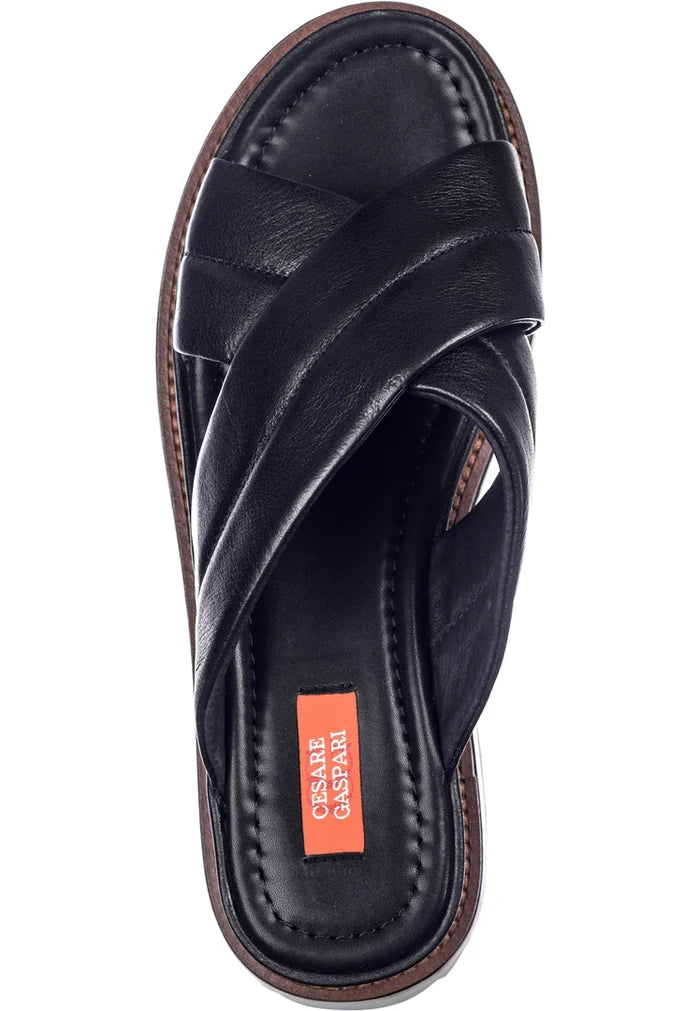 Padded Cross Strap Platform Mules