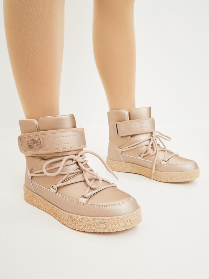 Padded Winter Boots – Beige