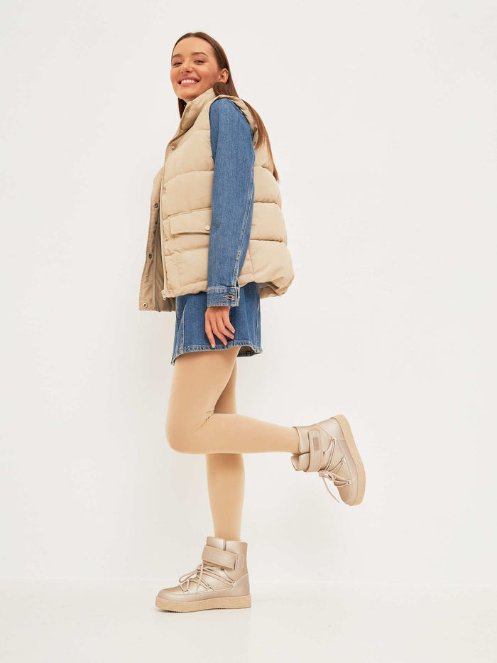 Padded Winter Boots – Beige