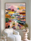 Vibrant Pink Abstract Art Painting Colorful Contemporary Canvas For Modern Living Room Decor