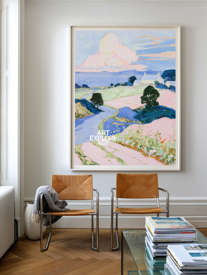 Modern Impressionist Landscape Original Canvas Art In Pastel Colors