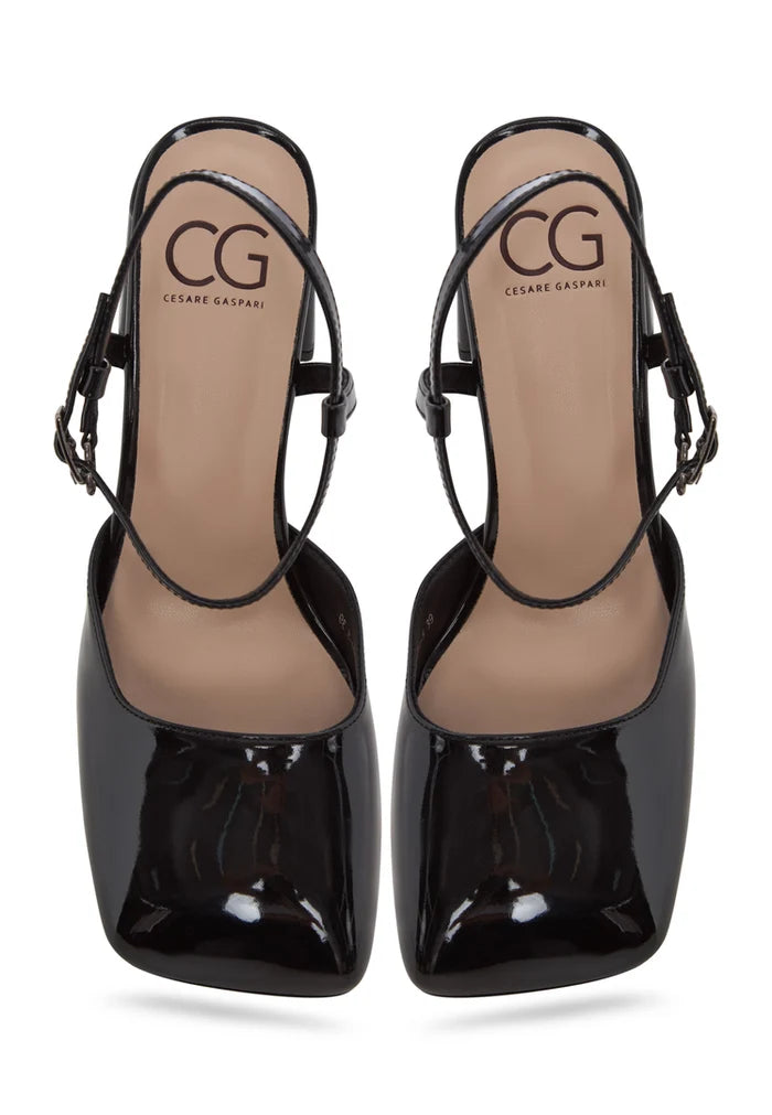 Patent Block Heel Pumps - Black