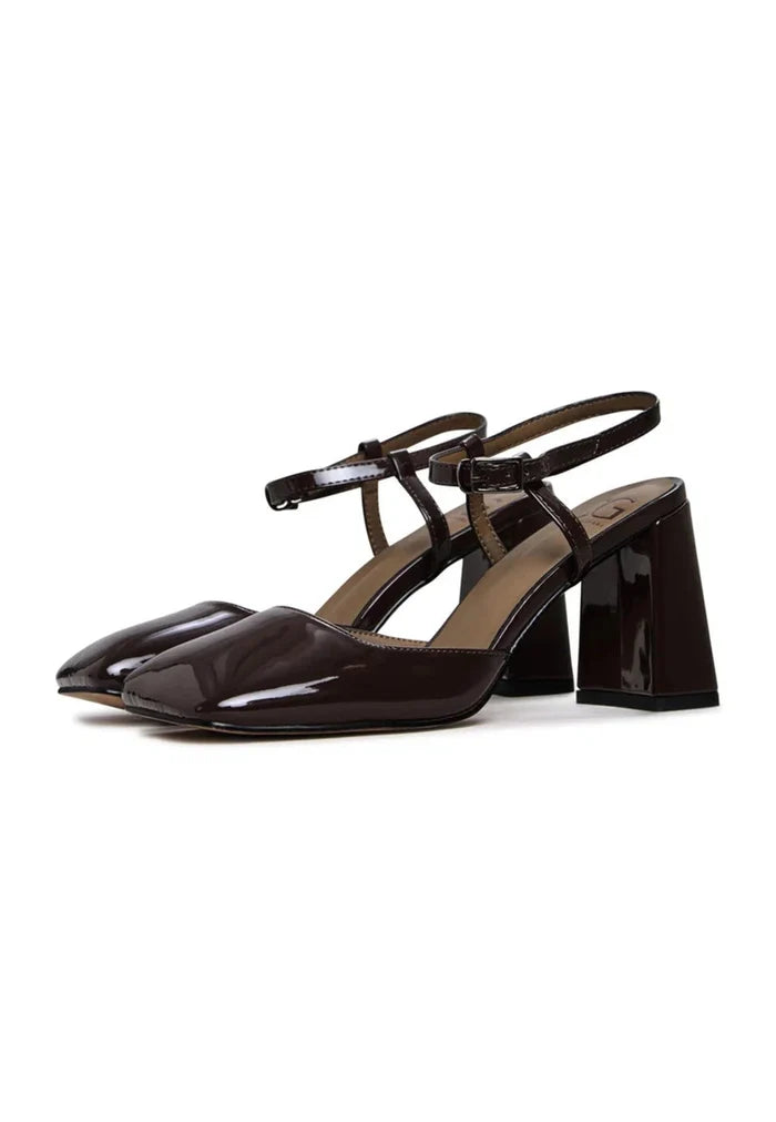 Patent Block Heel Pumps - Dark Brown