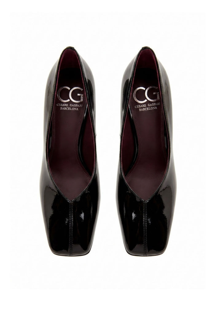 Patent Block Heel Pumps – Black
