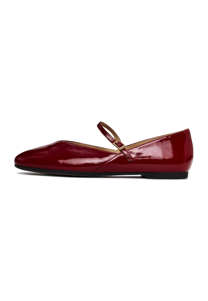 Patent Mary Jane Flats - Bordeaux