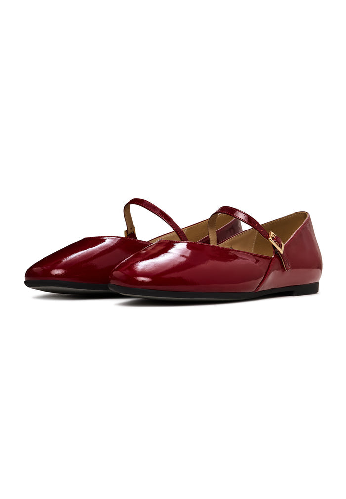 Patent Mary Jane Flats - Bordeaux